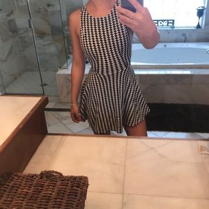 Gingham plunge skater dress